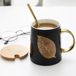Mugs Retro Art Leaf Theme Ceramic Mug Brief Pastoral Frosted Coffee Cup