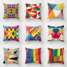 Pillow Illuminated Geometric Abstract Colour Cover Decorations For Home Ornament Happy Year Christmas Decor 2024