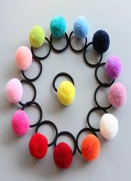 80 Pcs 40 Pairs Colored Pom balls Elastic Hair ties Girls039 Ponytail Holder Kids Hair Bands Accessories8810142