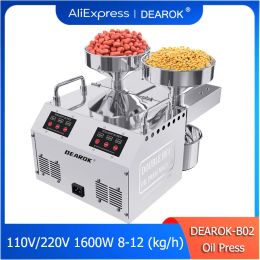 Pressers DEAROKB02 Double Head Oil press 1600W Commercial Stainless Steel High Extraction Rate Press Flaxseed Sunflower Seed Coconut