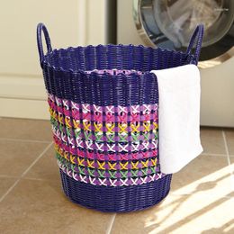 Laundry Bags Basket Rattan Dirty Storage Woven Plastic Household