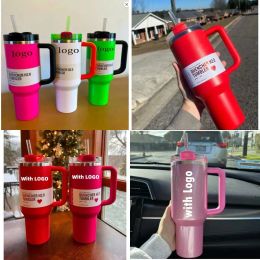 Neon Orange White Limited Edition Mugs H2.0 Winter Pink Cosmo Co-branded Flamingo Gift 40oz Target Red Cups Car Tumblers Water Bottles 0414