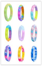 Rainbow Tie Dye Colours Push Bubble Sensory Bracelet Silicone Toy Increase Focus Soft Squeeze Press Stress Rel5176774