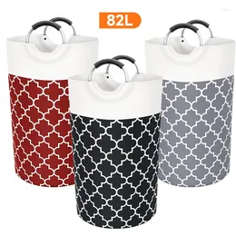 Laundry Bags Foldable 82L Large Capacity Waterproof Basket Printing Household Clothes Organising Storage Bucket With Carrying Handle