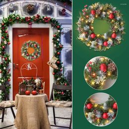 Decorative Flowers Christmas Lighting Rattan Wreath With Lights Lighted Berry Festival Theme Multifunctional For Door Window Fireplace