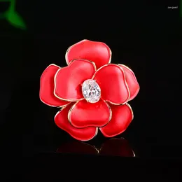 Brooches Elegant Peony Flower Women's Temperament Enamel Corsage Pins Coat Accessories High-end Birthday Gift