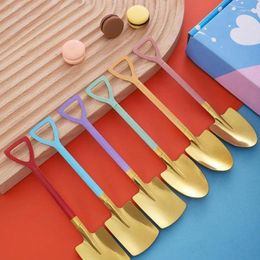 Tea Scoops 6PCS Shovel Spoon 304 Food Grade Stainless Steel Spoons For Ice Cream And Coffee Tableware Handle Colour Random