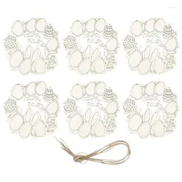 Decorative Figurines Unfinished Wooden Hang Ornaments 6pcs Wreath Shape Blank Wood For Crafting DIY Easter Decorations