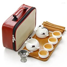 Teaware Sets 11pcs 12 Pcs Tea Tray Travel Bag The Ding Kiln Portable Set Quick Cup Teapot Kettle Gaiwan.