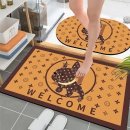 Mats Yellow Puppy cartoon Preferred soft diatom mud mat toilet absorbent door nonslip bathroom mat mat bathroom floor