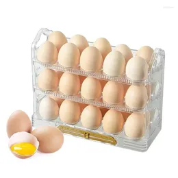 Storage Bottles Refrigerator Egg Organiser Flipping 3-Layer Rack For Fridge Side Doors Kitchen Gadget Eggs Organisation Space-Saving