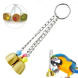 Other Bird Supplies 1Pc Parrot Toy Hanging 3 Bells Chain Cage Stand Bite Playing Sound Toys Resistant Tearing Pet Product