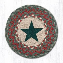 Carpets Rug Round Placemat Natural Jute Multi-function Mat Blue Green Star Pattern Decorative Chair Bedside Floor Carpet