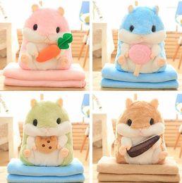 Pillow Cute Hamster Blanket Dual Purpose Car Folding Air Conditioning Coral