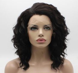 Iwona Hair Natural Wavy Medium Long Brown Wig 174 Half Hand Tied Heat Resistant Synthetic Lace Front Wig73500141611372