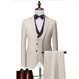 Men's Suits 2024 Fashion Casual Men Boutique Double Breasted Waistcoat Suit Pants Business 3 Pcs Set Dress Blazers Jacket Coat Trousers