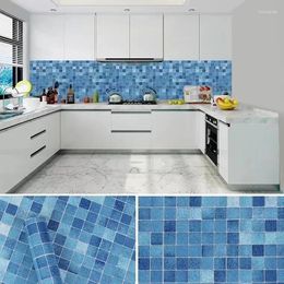 Wallpapers Classic Kitchen And Bathroom Waterproof Stickers PVC Self-adhesive Wall Paper Blue Mosaic On The Roll