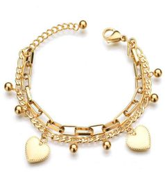 Whole Party Boho Jewelery Adjustable 18K gold Bracelets Lady Heart Charms Goldplated Bracelets Bangles Friends Gifts4261493