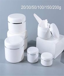 White Plastic Jar with Lid Empty Refillable Cosmetic Plastic Bottles Make Up Face Cream Lotion Storage Container1537346