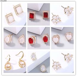 Fashion Versatile Earrings Gold Lucky Clover Zircon Women Accessories Jewelry 5kgn