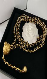 Runway Vintage Belt Necklace Sheepskin Famous Brand Ball Necklace Waistband Decorative Marked Logo Gold Link Chain Waist Chain Bel1169245
