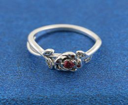 100% 925 Sterling Silver Rose Flower Ring with Cz Stone Fit P Jewelry Engagement Wedding Lovers Fashion Ring2241188