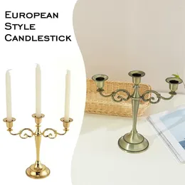 Candle Holders European Style Simple Romantic Golden Metal Candlestick Party Home Decoration Festival Western Wedding Holder Restau Y0s2