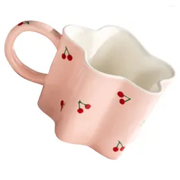 Mugs Flower Shape Mug Handle Novelty Tea Cup Beverage Ceramic Cappuccino