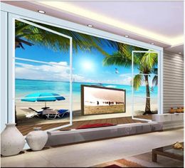 Wallpapers Custom Po 3d Murals Wallpaper For Walls Seaside Scenery Stereo Window TV Background Wall Papers Home Decor