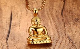 Pendant Necklaces Mens Buddha Necklace Bodhisattva Amulet Talisman In Goldcolor Stainless Steel Fashion Men Jewellery CollaresPenda6846011