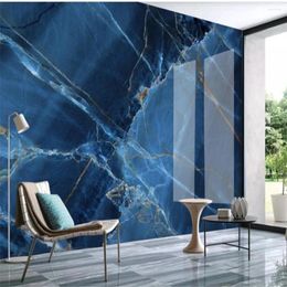 Wallpapers European Style Luxury 3D Blue Marble Mural Wallpaper Living Room TV Sofa Background Wall Covering Decor
