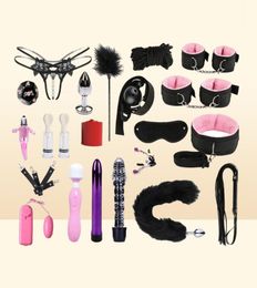 Set Sm Torture Tool Adult Fun Products Flirting with Female Slaves on the Bed Alter Binding Props Handcuffs and Whips YM093142257