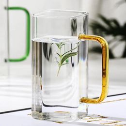 Wine Glasses Square Transparent Coffee Glass Cup Tea Champagne Cocktail Whiskey Beer Mugs With Handle Juice Milk Bottle Breakfast Container