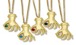 Pendant Necklaces CZ Fashion Jewellery Gifts For Women Colourful Zircon Classic Collier Main De Fatma Gold Fatima Hand Choker Necklac9608914