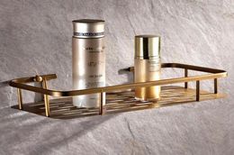 Home Organiser Kitchen Bath Shower Shelf Storage Basket Holder Wall Mounted Brass Antique Finishes Bathroom Hardware9511908