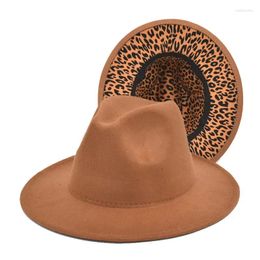 Berets Leopard Print Cowboy Hats Autumn/winter British Style Men's And Women's Double-sided Colour Matching Jazz Woollen Hat Trend
