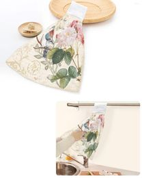 Towel Vintage Letter Bird Rose Flower Retro Hand Towels Home Kitchen Bathroom Hanging Dishcloths Loops Absorbent Custom Wipe