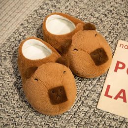 Slippers Women's Cute Doll Water Guinea Pig Home Cotton Couple's Warm Anti-slip Outdoor Plush Girls Capibala Shoes