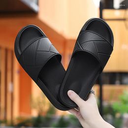 Slippers Summer Men's Beach Shoes Casual Outdoor Street Non-slip Wear One Word Large Size 39-47#