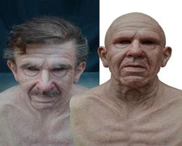 Party Masks 1 Pcs Realistic Old Man Latex Mask Horror Grandparents People Full Head Halloween Costume Props Adult9937375