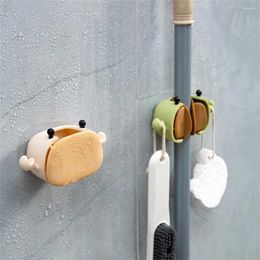 Hooks Cute Punch-free Mop Rack Bathroom Hook Sticky Broom Hanger Card Seat Clip Home Storage Organisation Shelve