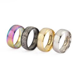 Cluster Rings Relodi Fivecolor Optional Stainless Steel 6mm Titanium Laser Engraved Muslim Men039s Ring SP28073021746