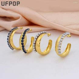 Hoop Earrings Grace Women's Stainless Steel C-Shaped Luxury 18K Gold Plated Ear Accessories Party Wedding Wear Gift