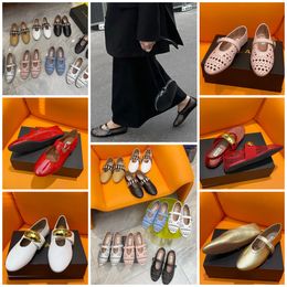 With Box Dress Shoes Designer Sandal ballet slipper slider flat dancing Women round toe Rhinestone Boat formal office Luxury leather riveted buckle shoes GAI 35-40