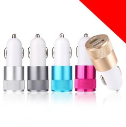 Metal Dual USB Port Car Adapter Charger Universal Aluminium 2port Car Chargers for Apple iPhone iPad iPod Samsung Galaxy Droid 9130444