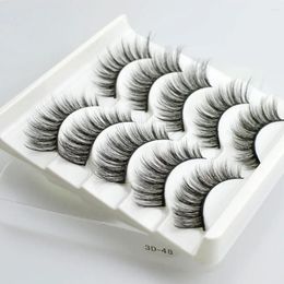 False Eyelashes QSTY 5 Pairs 3D Mink Hair Thick Curled Full Strip Lashes Eyelash Extension Fashion Women Eyes Makeup