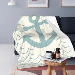 Blankets Nautical Marine Anchor Sofa Cover Coral Fleece Plush Spring Autumn Vintage Soft Throw Blanket For Home Travel Bedspread