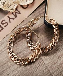 Large Circle Link Chain Hoop Earrings for Women Female Punk Big Metal Hollow Gold Color Geometric Earring Fashion Jewelry8170379