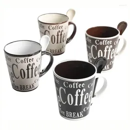 Mugs Cafe 4 Person 8 Piece Mug And Spoon Set Assorted Colours Ounce Tumbler With Handle Glass Straw Korean Style Cup Tiki Cockt