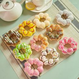 Decorative Flowers 10pcs / Set Simulation Cake Food Model Donut Plum Wreath Props Decoration Toy Window Shooting